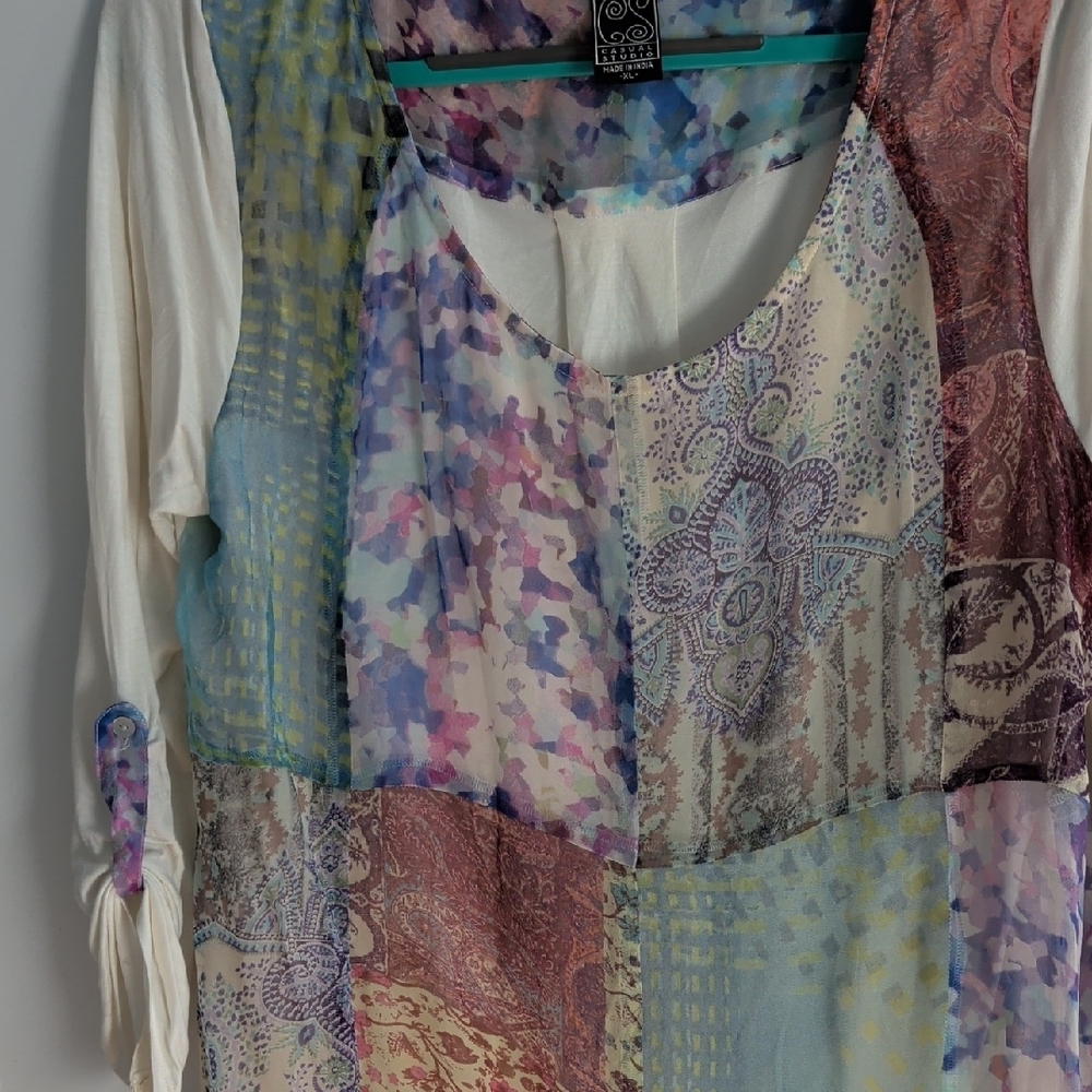 Multicolor Patchwork Women's Blouse - Picture 4 of 8